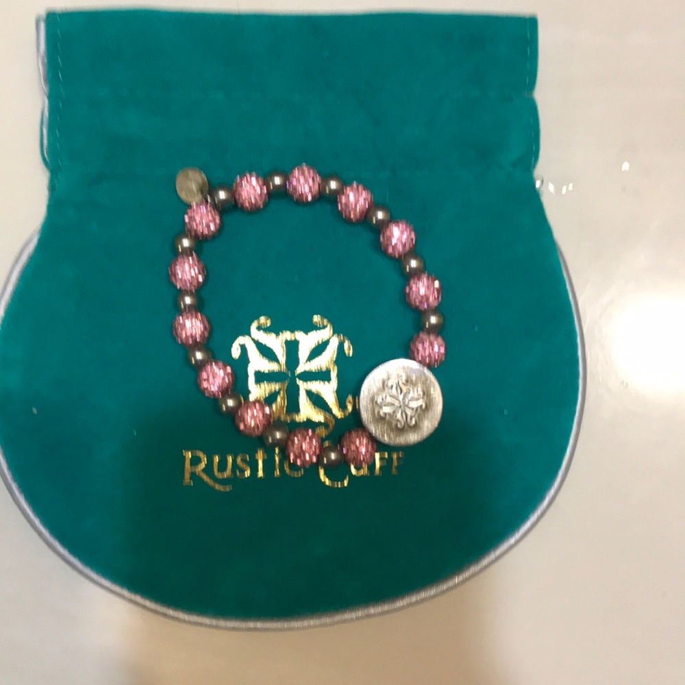 Pink and Silver Rustic Cuff